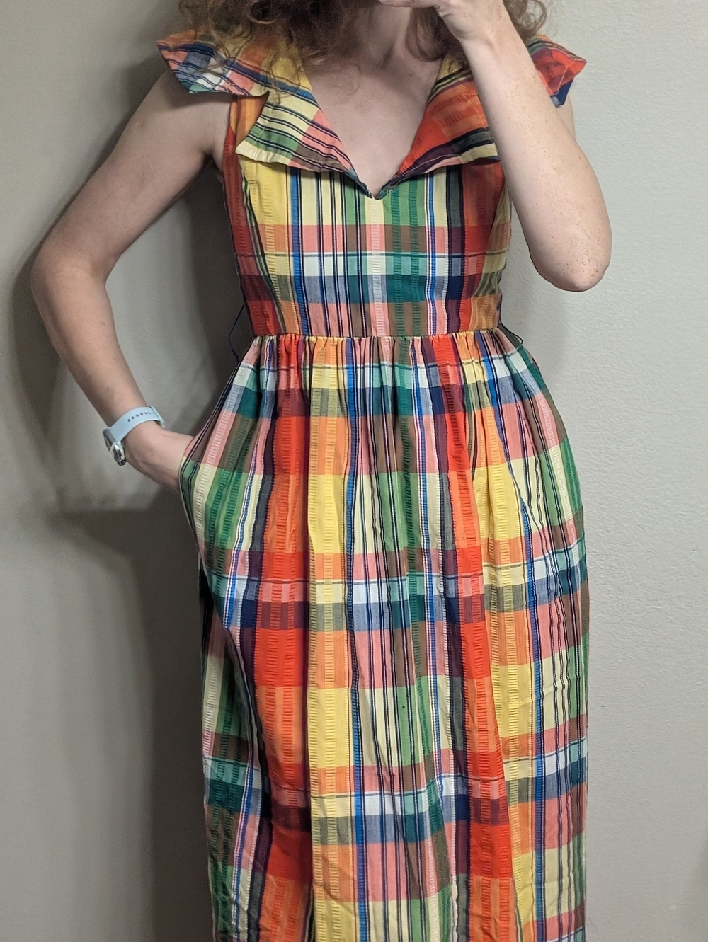 Vintage Rainbow Plaid Colorful Dress - Picture 10 of 13